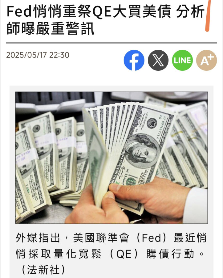 Fed偷買美債啟動QE，比特幣、黃金受惠