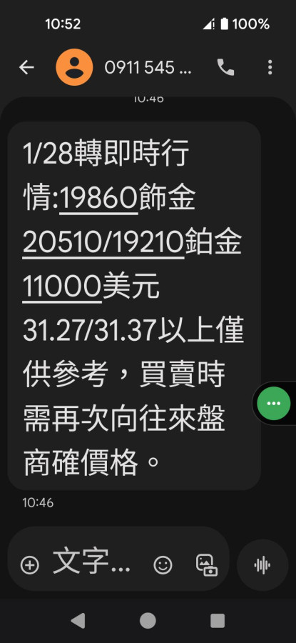 1-28 黃金報價 20510