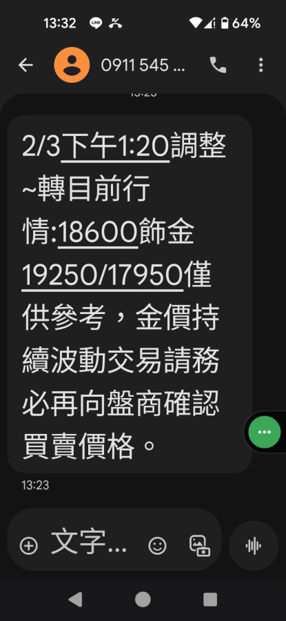 2-3 黃金下午報價 19250